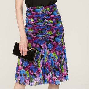 Fuzzi Skirt - Women’s Small Multicolor - Ruching Mesh Fruit Bold Maximalism